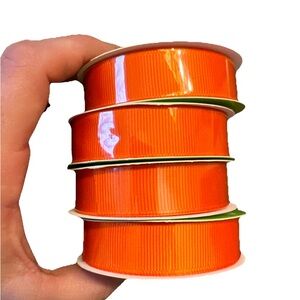 4 rolls 15 ft ea Grosgrain Ribbon Vibrant Orange Set Parties, Gifts, Crafts, etc